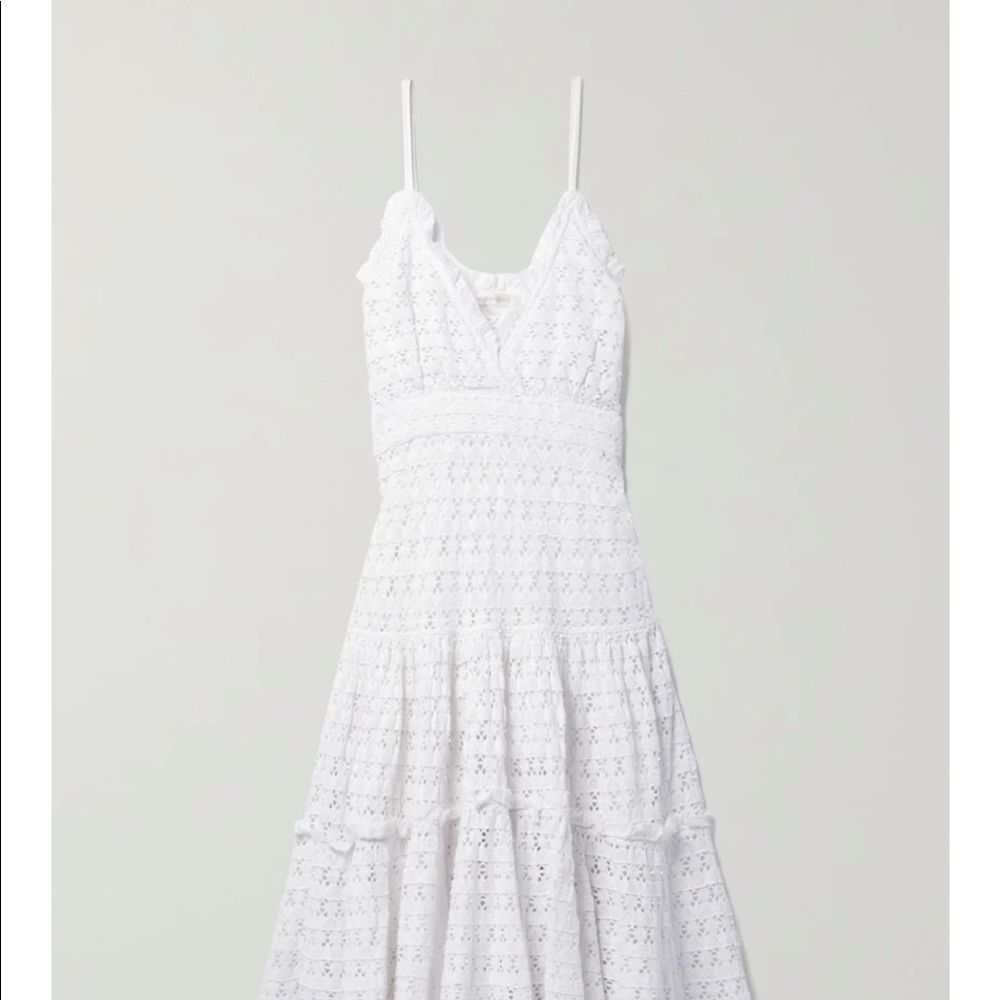 LoveShackFancy White Crochet sleeveless long tiered DUA dress cotton 00 xxs